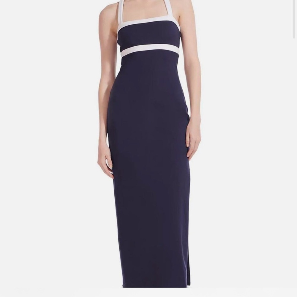 STAUD Strapless Navy and White Dress - Picture 3 of 3